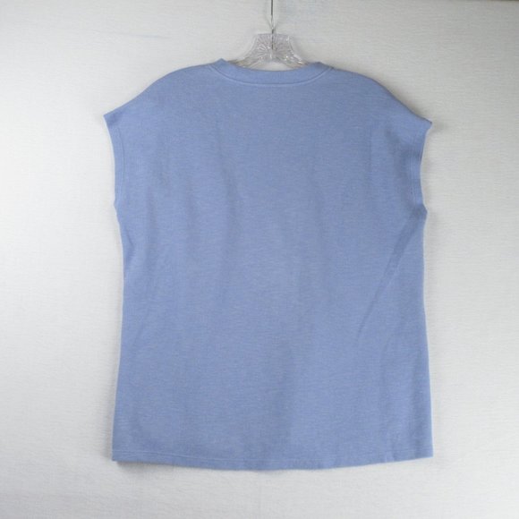 Eileen Fisher Organic Cotton Round Neck Top Size XXS Boxy Periwinkle Blue NRB - Picture 2 of 8